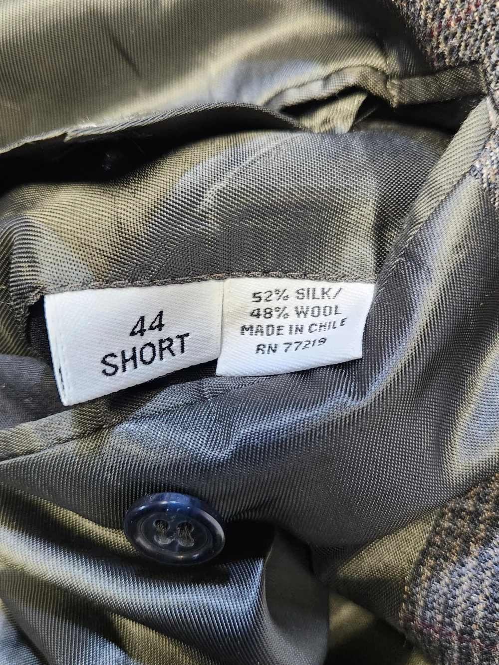 Joseph & Feiss International Sport Coat Blazer 44 Short 44S Silk Wool Plaid Gray